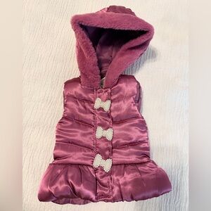 Little Lass Pink Hooded Vest with Bow Accents